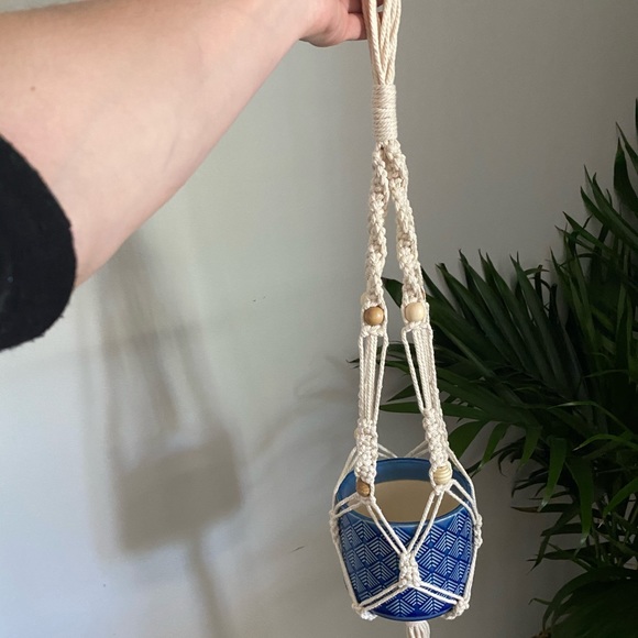 (1) Hand made macrame plant hanger with blue pot🌵 - Picture 3 of 4